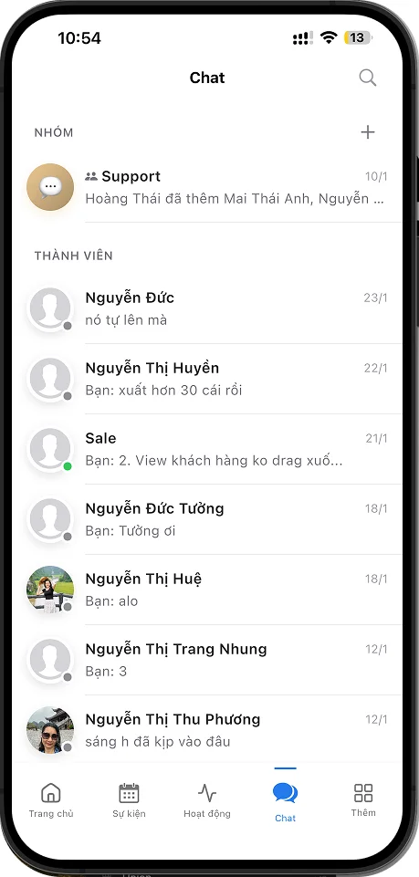 EventHub mobile internal chat
