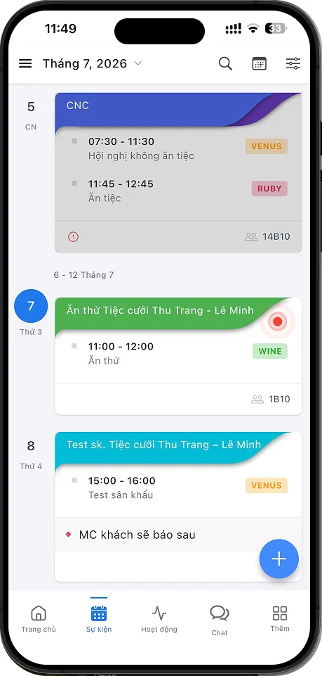 EventHub mobile event schedule