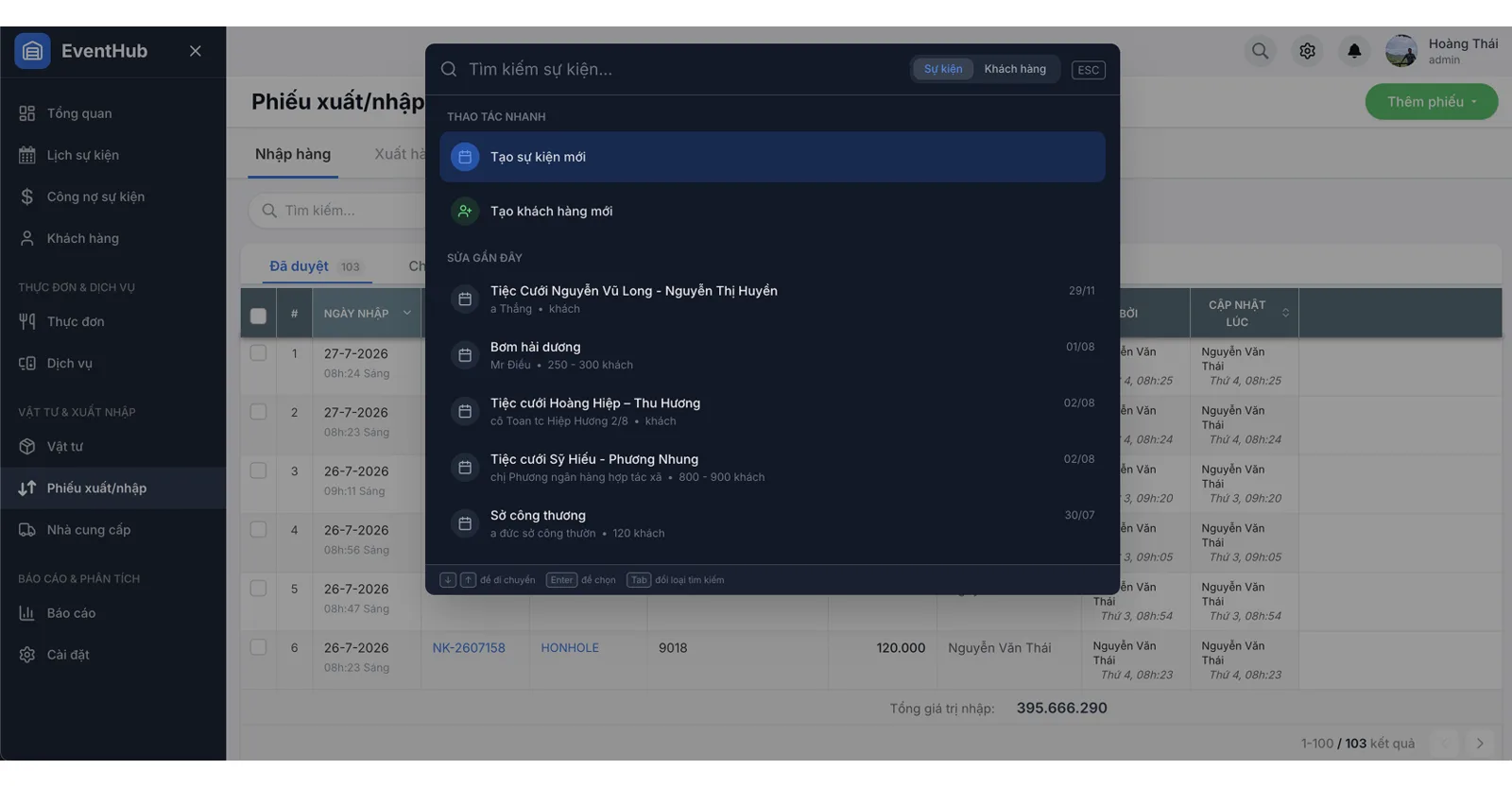 EventHub global search