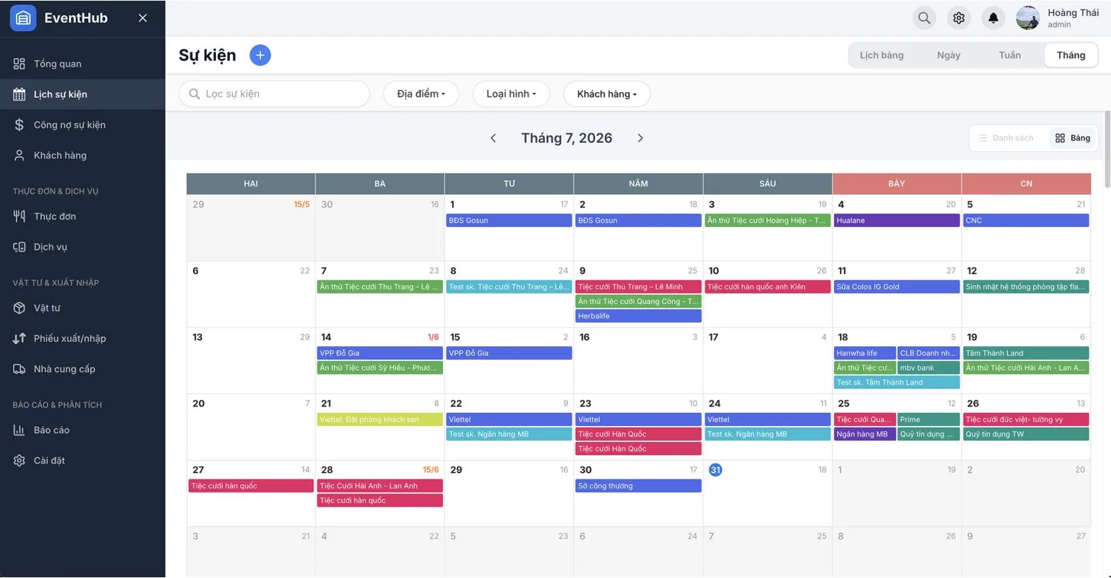 EventHub month calendar view
