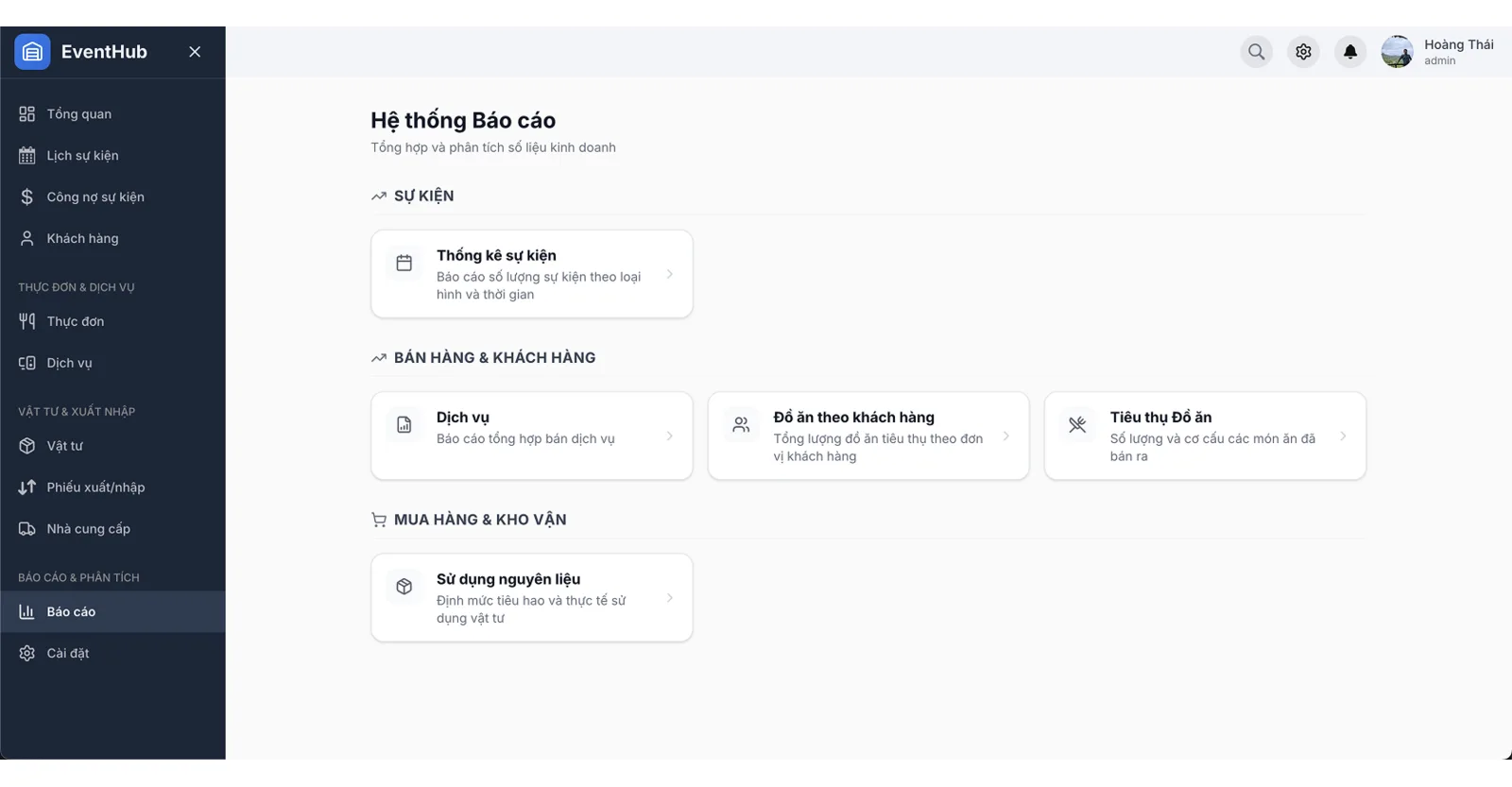 EventHub revenue reports